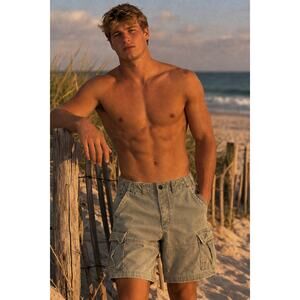 Vintage Y2K Abercrombie & Fitch Army Green Cargo Paratrooper Shorts 31x9.5 Baggy